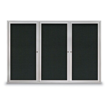 United Visual Products 30"x36" 1-Door Enclosed Outdoor Letterboard, Black Felt/Satin Alum UV1166DSD3036-SATIN-BLACK